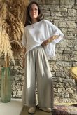 Basso Shirring Wide Leg Pant Taupe